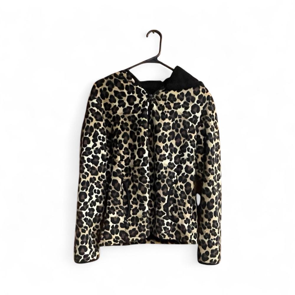 NWOT Faded Glory Leopard Print Zip-Up Hoodie Jacket Women’s Size M